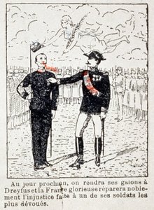 ドレフュス大尉にストライプを与える陸軍、1906年頃（ドローイング） 作： Unbekannter Künstler