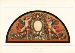 ヴロツワフ美術館、ポーランド、1890年のアールヌーボースクリーン（クロモリトグラフ） 作： Unbekannter Künstler