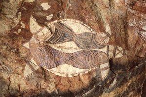 オーストラリア、ノーザンテリトリー、アーネムランド、カカドゥ国立公園、Nourlangie Rock、アボリジニの岩絵
