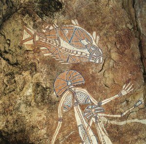 オーストラリア、ノーザンテリトリー、アーネムランド、カカドゥ国立公園、Nourlangie Rock、アボリジニの岩絵