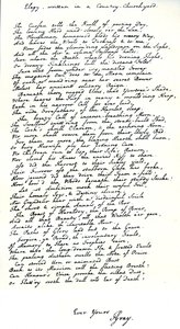 詩人トーマス・グレイの詩「Elegy written in a Country Churchyard」の自筆コピーです。 作： Unbekannt