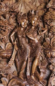 バリの木彫りの販売、インドネシア・バリ島ウブド(写真) 作： Unknown
