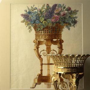 獅子のいる花のバスケット（1800年頃、Garnerayによるドローイング 作： Unbekannt