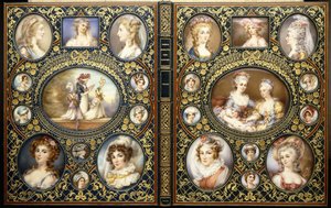 リチャードブリンズリーピークの本「フランスの特徴的な衣装」（1816年）の24枚の肖像画のミニチュアとのバインド