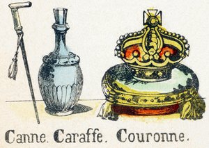 C - Canne Caraffe Couronne - アルファベット - 子供向けエンターテイメント - Image epinal, popular serie c.1890 (illustration) 作： Unbekannt