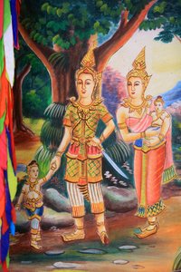 仏陀の生涯を描いた天井画。ワット・シー・ソウ・マン・カラム寺院。ヴィエンヴァン。ラオス、20151102、ヴィエンヴァン、ラオス 作： Unbekannt