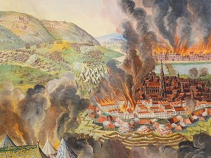 聖キャサリン教会の側通路の天井のフレスコ画、1683年のウィーンの廃止、ハプスブルク家の霊廟、グラーツ、スティリア、オーストリア、ヨーロッパ（写真） 作： Unbekannter Künstler