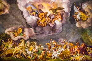 Kattomaalaus Palazzo Ducalessa, Kuninkaallinen palatsi, Castel San Giorgio, Mantova, Lombardia, Italia, Eurooppa (kuva) 作： Unbekannter Künstler