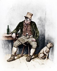 チャールズ・ディケンズの「オリバー・ツイスト」：ビル・サイクスの肖像 1812年2月7日～1870年6月9日。フレデリック・バーナード（イギリスのイラストレーター 1846-1896）による挿絵