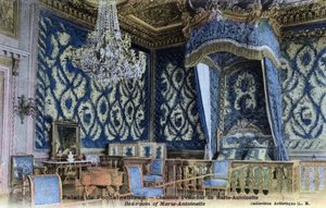 フォンテーヌブロー城：王妃マリー・アントワネット（1755〜1793）の寝室 - ポストカード 19世紀末〜20世紀初頭 作： William M. Timlin