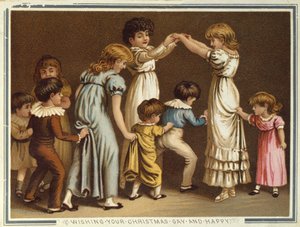 オレンジとレモンで遊ぶ子供たち、ヴィクトリア朝のクリスマスカードと年賀状 作： Unbekannter Künstler