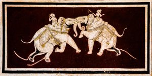 Chittra Sala Courtyard with Virtuoso Fine Paintings, Taragarh Fort, Bandi, Bandi, Rajasthan, Índia, Ásia (Foto) 作： Unbekannter Künstler