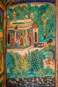 Chittra Sala Courtyard with Virtuoso Fine Paintings, Taragarh Fort, Bandi, Bandi, Rajasthan, Índia, Ásia (Foto)