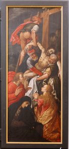 教会 (Eglise Saint-martin)。 インテリア。 トリプティク。 はりつけ。