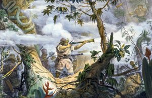 ボトクード・インディアンと戦う "文明化 "されたインディオたち（ブラジル 作： Unbekannter Künstler