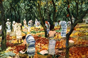 サントメでのカカオの収穫、1910～20年頃（カラーリソ） 作： Unbekannter Künstler