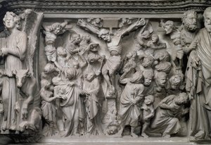 磔刑の場面：ジョヴァンニ・ピサーノ（1245-1329）が設計した六角形の説教壇の上部の浮き彫りの詳細、1297年頃（大理石）（77020の詳細） 作： Unbekannter Künstler
