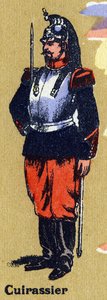 兵隊さんの制服を着たキュイラッシェ。イラスト入りのアルファベット。20世紀初頭にジャーヴィル＝ナンシーで再会したイメージャー。寸法：40 x 29 cm。ビストル地にリトグラフ 作： Unbekannt