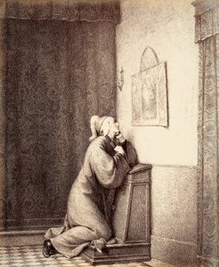 ひざまずいて祈るダンテ、その視線はトリプティクに向けられる。 作： Unbekannter Künstler