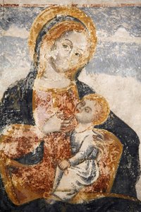 サンタ・マリア・デッル・アリッツァ教会の崩壊したフレスコ画（アプリア、アレツィオ） : 聖母子像（イタリア、アレツィオ 作： Unbekannt