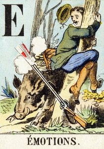 E：感情-狩猟アルファベット、1890年頃（彫刻） 作： Unbekannt