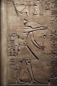 エジプト、メダムド、モントゥ寺院の扉、詳細、紀元前 221 ～ 205 年 作： Unbekannter Künstler