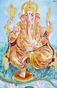 象の頭をしたヒンドゥー教の神ガネッシュ（ネパール、カトマンズ