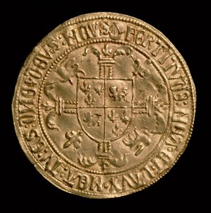 アキテーヌ公シャルル（1433-1477）のフォール・ドール 裏面には紋章が描かれ、ボルドーで鋳造された。