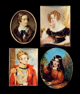 4人のポートレート・ミニチュア（水彩・アイボリー