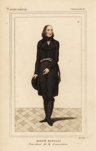 フランソワアントワーヌ・ボワシー・ダングラ、公会議議長、作家、弁護士、政治家、1756年～1828年。ポール・ラクロワの『フランスの歴史的衣装』（Le Bibliophile Jacob）より、手彩色リトグラフ。 作： Unbekannter Künstler