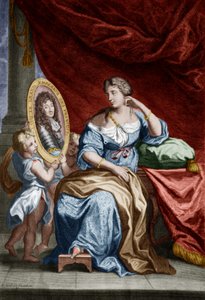 モンテスパン侯爵フランソワーズ・ド・ロシュシュアール・ド・モルトマール（1641年-1707年）、フランス王ルイ14世の愛人アテネと言われた、カラー化された文書のエングレーヴィング 作： Unbekannter Künstler
