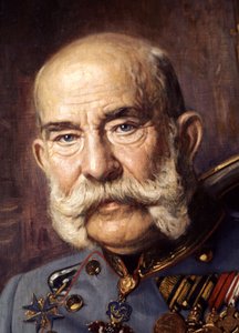 ハプスブルク家のフランツ・ヨーゼフ、1910年頃（イラスト）。