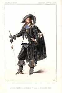 アレクサンドル・デュマ作『Les Mousquetaires』でシャルル1世を演じるフランス人俳優ルイ・ラクレソニエール（アンビギュ・コミック劇場 作： Unbekannter Künstler