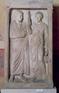夫婦のいる葬儀の像、ギリシャ（大理石 作： Unbekannt