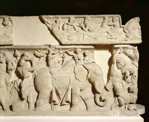 GR.1-1835 ディオニュソスの凱旋、細部に象の姿あり、石棺レリーフ、ギリシア、2世紀（大理石製 作： Unbekannt
