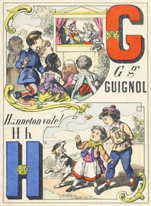 GH：ギニョール、ハネトンハタネズミ！ -ゲームアルファベット、1890年頃（イラスト）