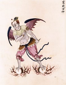 道教シャーマニズムの悪の精霊。絵画、中国美術。 作： Unbekannter Künstler