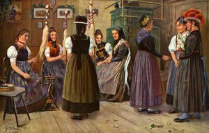 ろくろを回すドイツ人女性 作： Unbekannter Künstler
