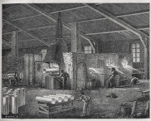 ガラス製造、1880年頃（エングレーヴィング） 作： Unbekannter Künstler
