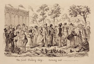 1851年の大博覧会「The First shilling-day - coming out」。 作： Unbekannt