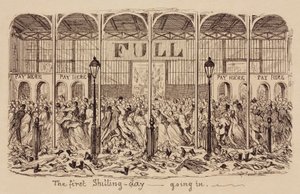 1851年の大博覧会「The First shilling-day - going in」。 作： Unbekannt