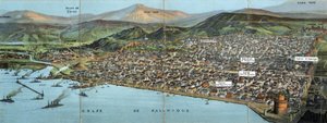 ギリシャ、サロニキ（またはテッサロニキ）：都市と湾岸の眺め - ポストカード 1914-1918年 作： William M. Timlin