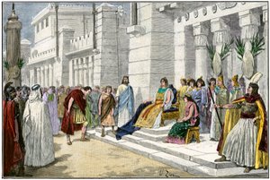ギリシア・ローマ神話：カルタゴ（チュニジア）の伝説的な創設者であり初代女王であるディドン（またはエリシャ、エリッサ）が、トロイア戦争の英雄でありローマ（イタリア）出身のラヴィニウムの創設者であるエネを迎える。