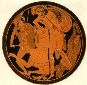 ギリシャの赤い人物像の壺