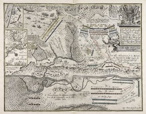 1709年6月27日から7月8日にかけて、ウクライナのプルタヴァ地方において、大ロシア皇帝のピョートル1世ケーサイザー軍とスウェーデン王国のカロリ12世との間で行われた輝かしい戦闘の概要。1709年6月27日から7月8日にかけて、大ロシアのピョートル1世とスウェーデンのカロリ12世陛下との間で行われた。 作： 無名の画家