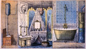 生息地の管理：トイレ、浴室、浴槽 1870年頃（エングレーヴィング） 作： Unbekannter Künstler