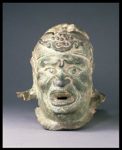 墓や寺院の入り口にあった守護像の頭部（「dvarapala」の可能性あり）中国、明時代