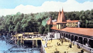 ヘヴィズ温泉湖、ハンガリー、1920年頃（絵葉書）
