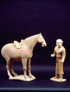 馬と召使 中国・唐時代（618～906年）（テラコッタ 作： Unbekannt