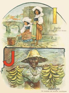 I J : イタリア , ジャマイカ - 2つの世界のABC。1900年頃、パリで出版されたエミール・ゲランの作品。寸法 : 27,5 x 21,5 cm 作： Unbekannt